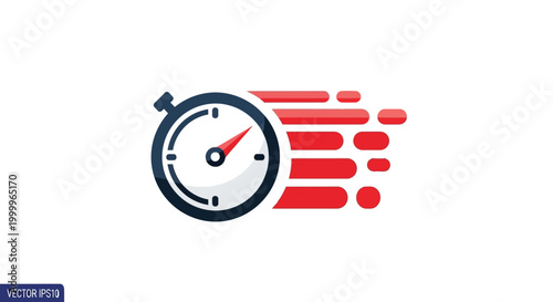 Fast Stopwatch Icon Speedometer Motion Blur Effect Isolated White Background