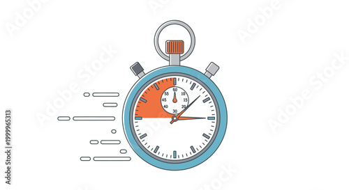 Fast stopwatch timer with orange segment, representing speed and quickness, isolated on white background.