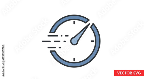 Speedometer Icon: Fast Speed, Performance, Velocity, Acceleration, Measure Concept