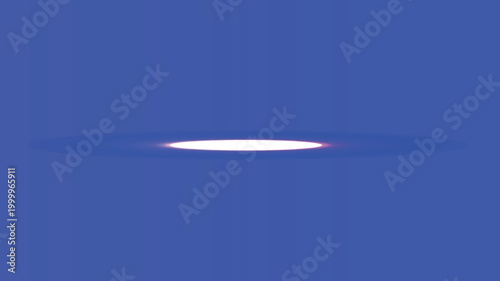 A glowing horizontal white ellipse radiates softly on blue.
