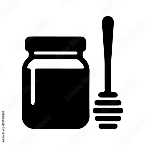 Honey Jar and Dipper Icon Vector Illustration