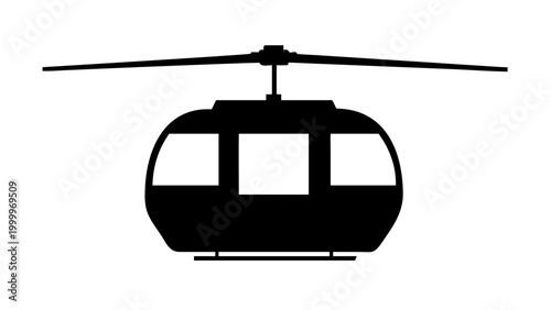 Cable Car Gondola Silhouette Vector - Black Alpine Ski Lift Icon for Mountain Travel