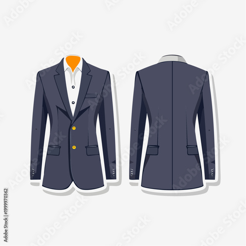 Illustration of a Men's Dark Blue Suit Jacket
