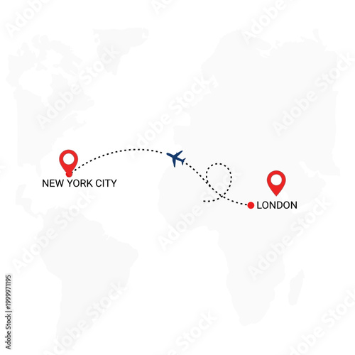 Airplane Route New York London World Map