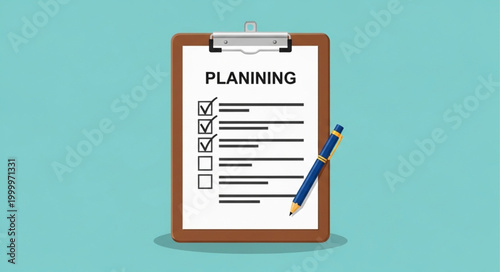 Planning Checklist on Clipboard with Pen - Organizing Tasks and Goals.