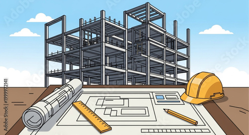 Construction Site Building Blueprint.
