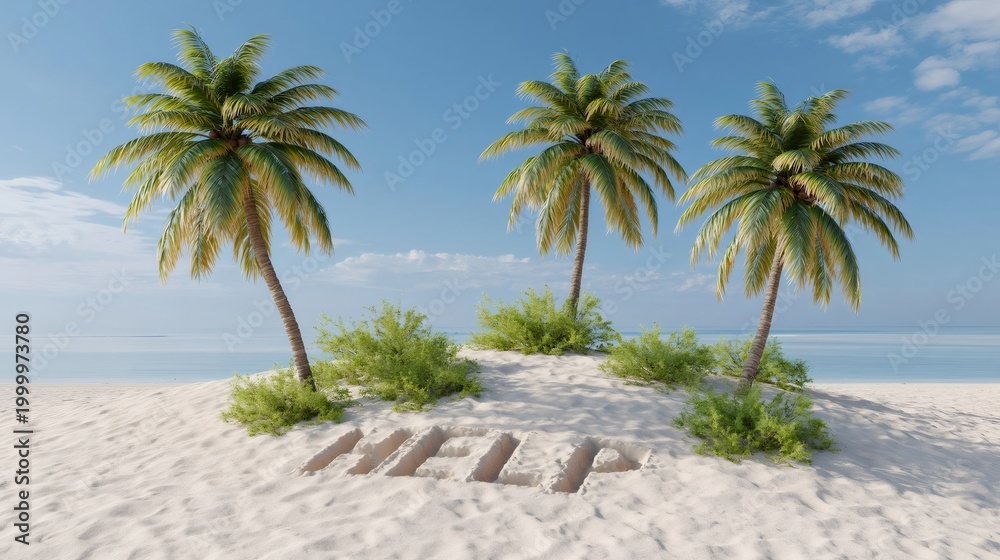 Fototapeta premium Help written in sand on a tropical island beach
