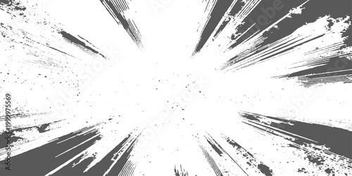 Explosive grayscale burst with dynamic radial lines, comic-style energy impact, high contrast, dramatic motion effect vector illustration.	