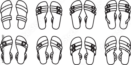 Cuadro en lienzo Black and white vector icons of business shoes collection set Vector
