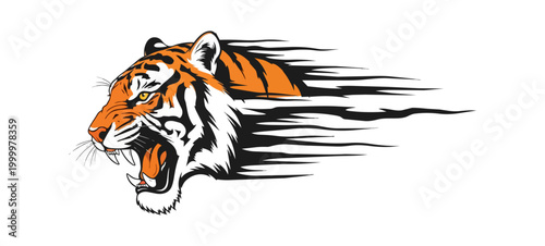 Tiger head illustration aggressive roar wildlife concept vector design