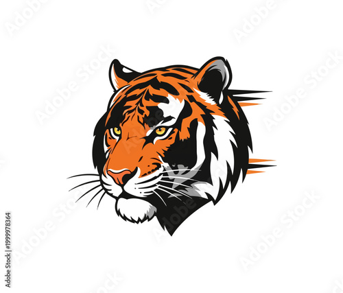 Tiger head illustration against black background