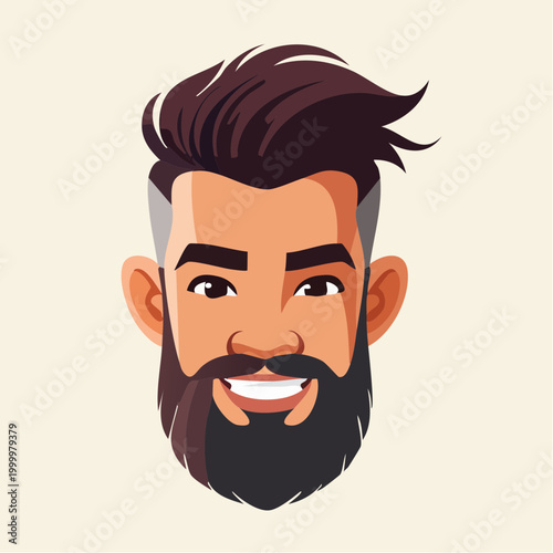 Illustration of a smiling man with a beard and stylish haircut