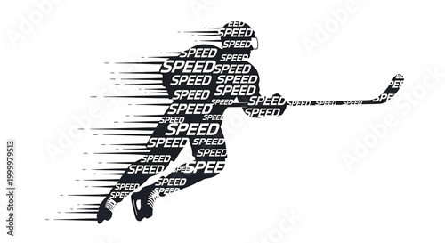 Speed, hockey player, sports icon, vector graphic