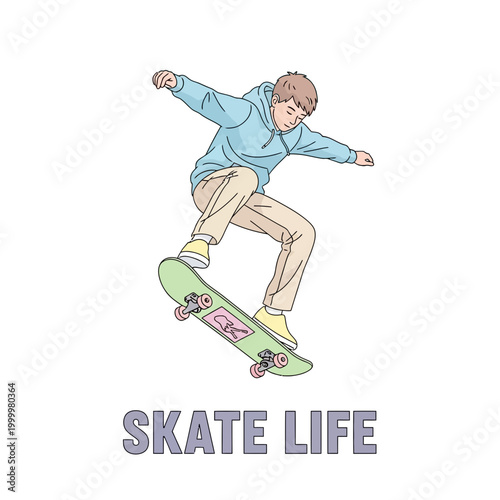 Teenager skateboarding, trick, active lifestyle