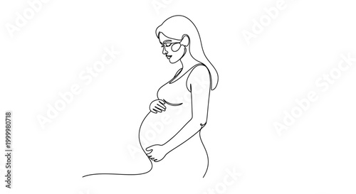 A pregnant woman's silhouette, a delicate line drawing capturing the beauty and grace of motherhood