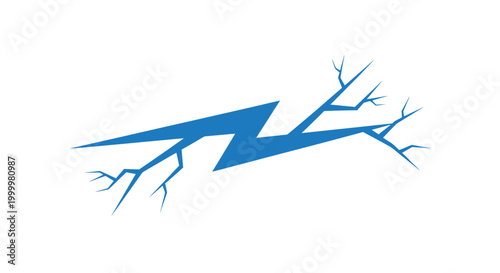 Blue lightning bolt on tree branch.