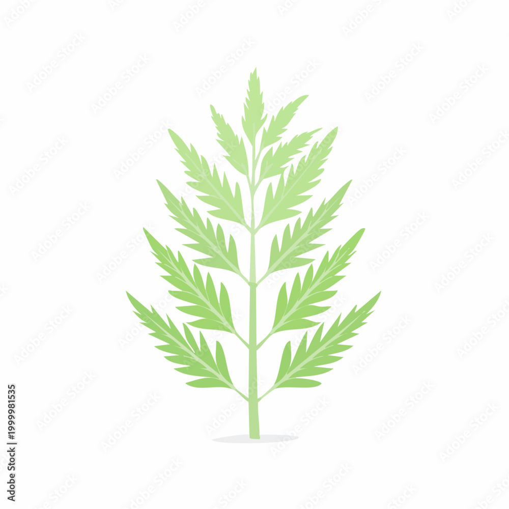 Fototapeta premium Green Leafy Plant Branch Illustration