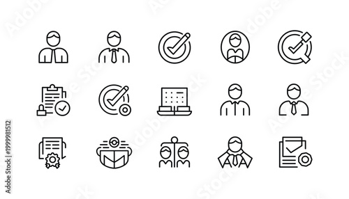 Business Teamwork Icons Set – User, Target and Management Symbols