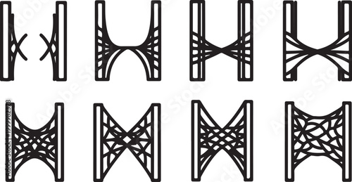 Fotografie Vector illustration of black crossbows with arrows on white Vector