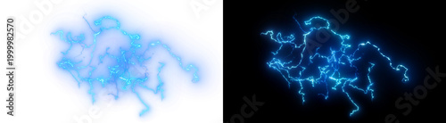 Картината върху платно PNG image of Brilliant electric blue lightning bolts crackling with energy on tr