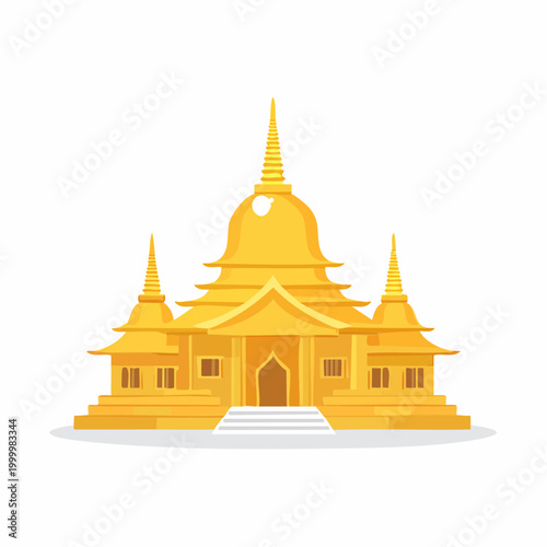 Golden Buddhist Temple Illustration