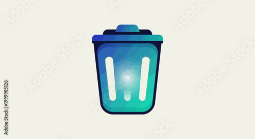 Illustration of a Blue Trash Can with Modern Design.