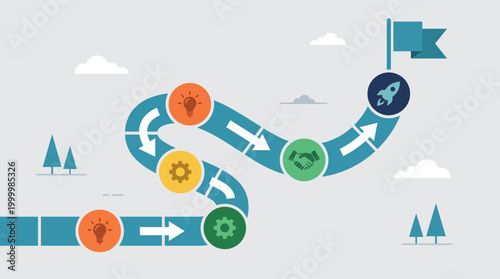 Business Process Flowchart Steps Infographic.