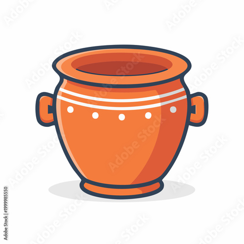 Orange Ceramic Pot with Handles
