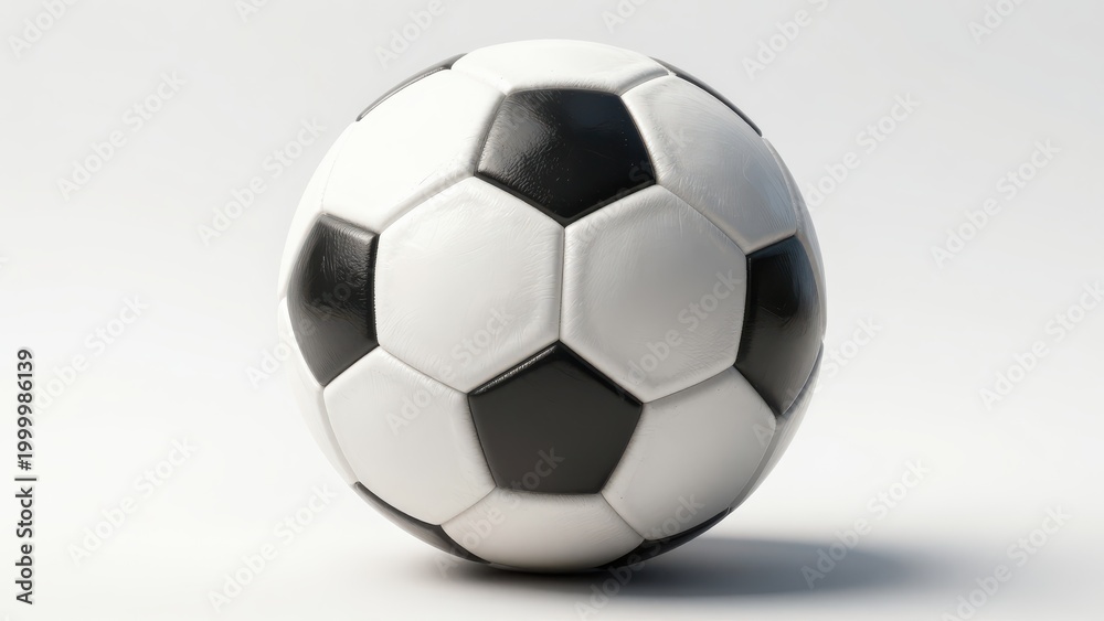Fototapeta premium Black and White Soccer Ball Floating on Clean Background
