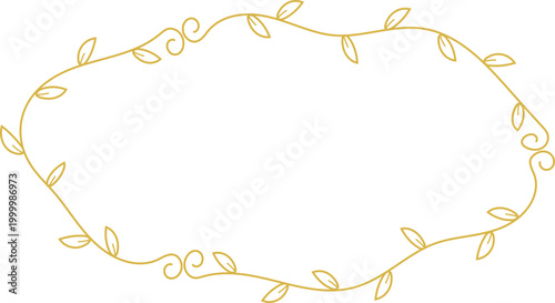 oval vines branches frame vintage line