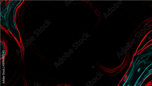 Vector Ethereal interplay of vibrant red and blue hues swirling gracefully against a canvas of midnight black, abstract digital artwork that evokes sense of mystery and cosmic dance.