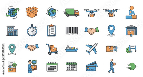 Logistics and Delivery Icons - A Comprehensive Set for Modern Business.