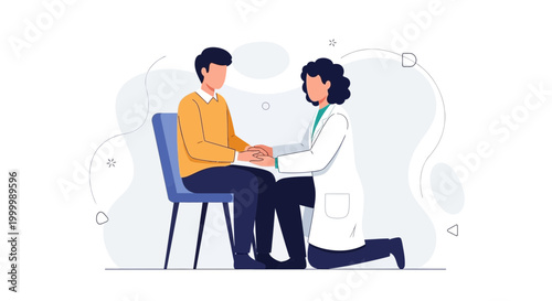 Doctor comforting patient, medical consultation, empathy, care, support, healthcare concept
