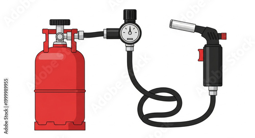 Illustration of a Propane Tank with Regulator and Torch.