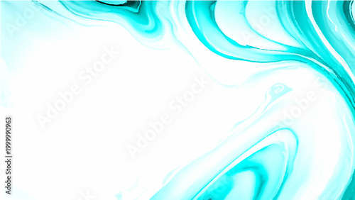 Vector Abstract cyan fluid design, swirled textures, tranquil elegance, evokes ethereal and dynamic mood.