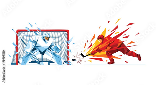Hockey goalie, ice hockey, goalkeeper, sports, action, motion, abstract, illustration, vector
