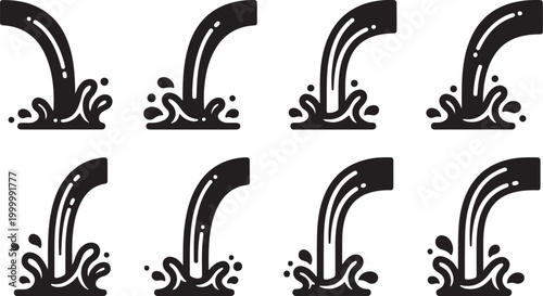 Canvastavla Set of four stylish italic c letters with decorative strokes Vector