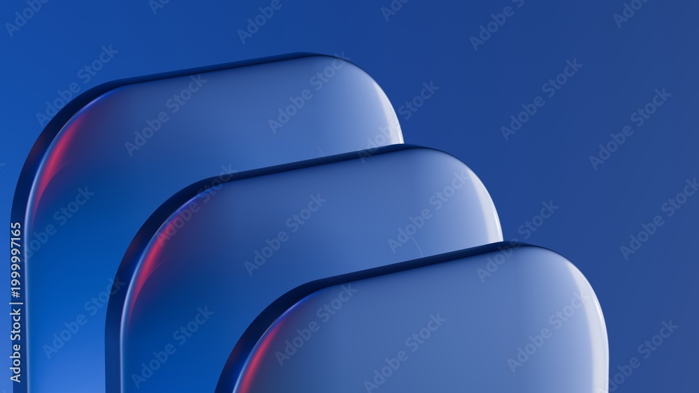 Naklejka premium Abstract blue glass square shapes. 3d render.