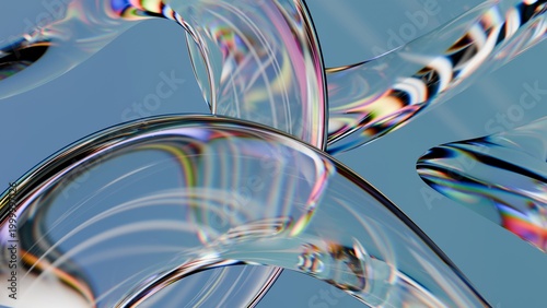 Canvas Print Fluid liquid blue glass shapes and spheres abstract background