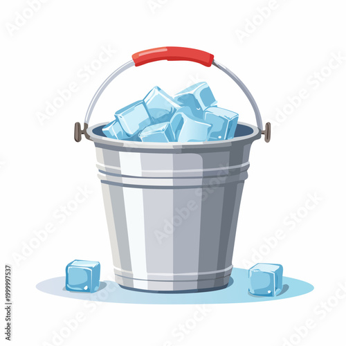 Metal bucket filled with ice cubes