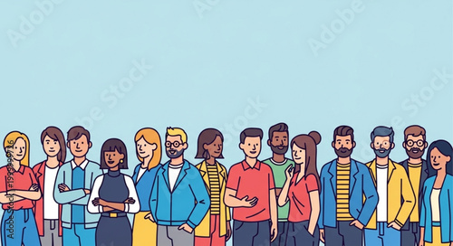 Diverse group of people standing.