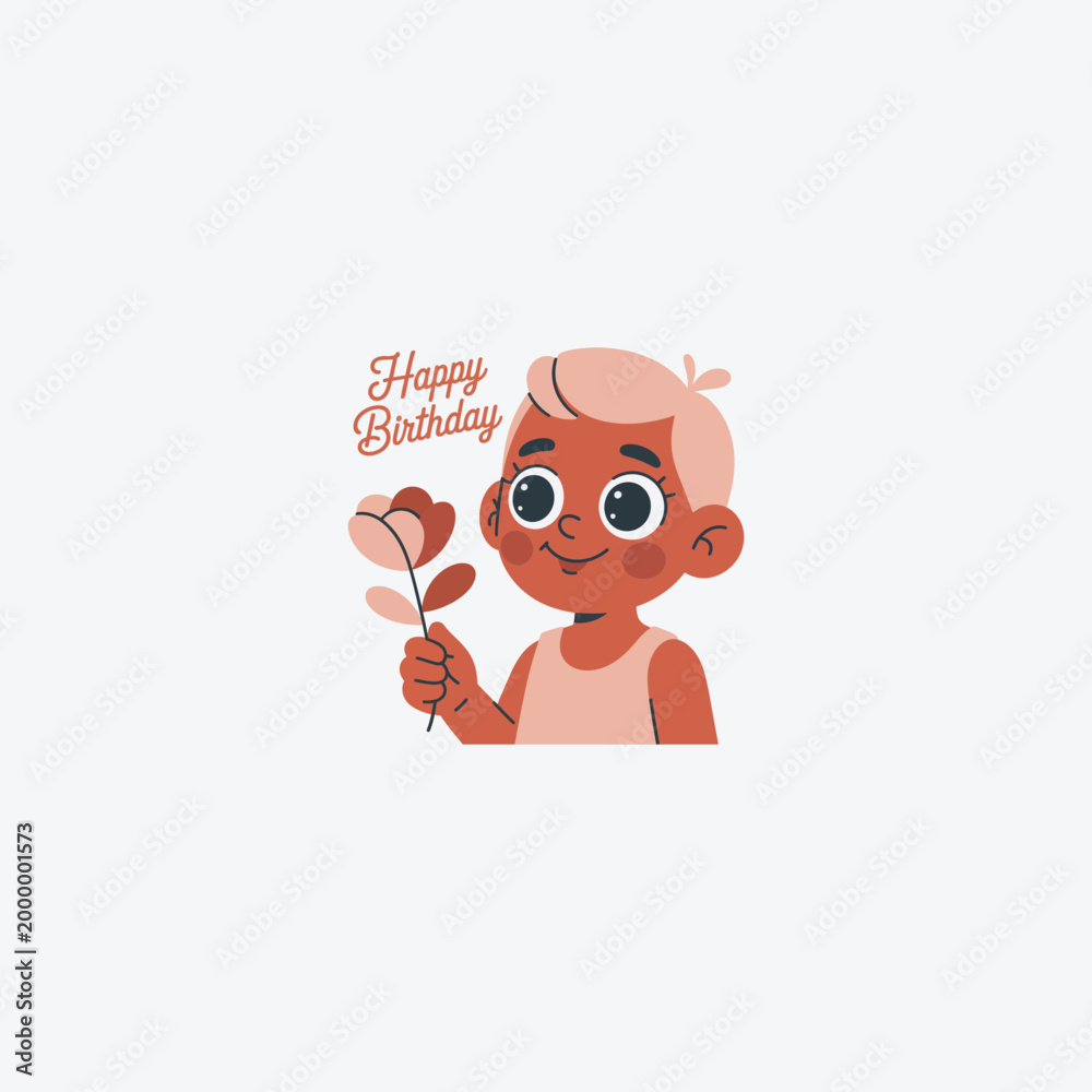 Obraz premium Happy Birthday Baby Illustration