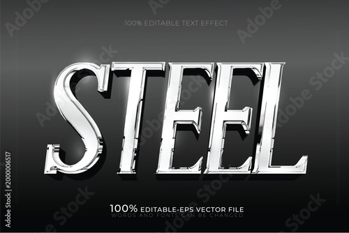 3d steel chrome silver text effect