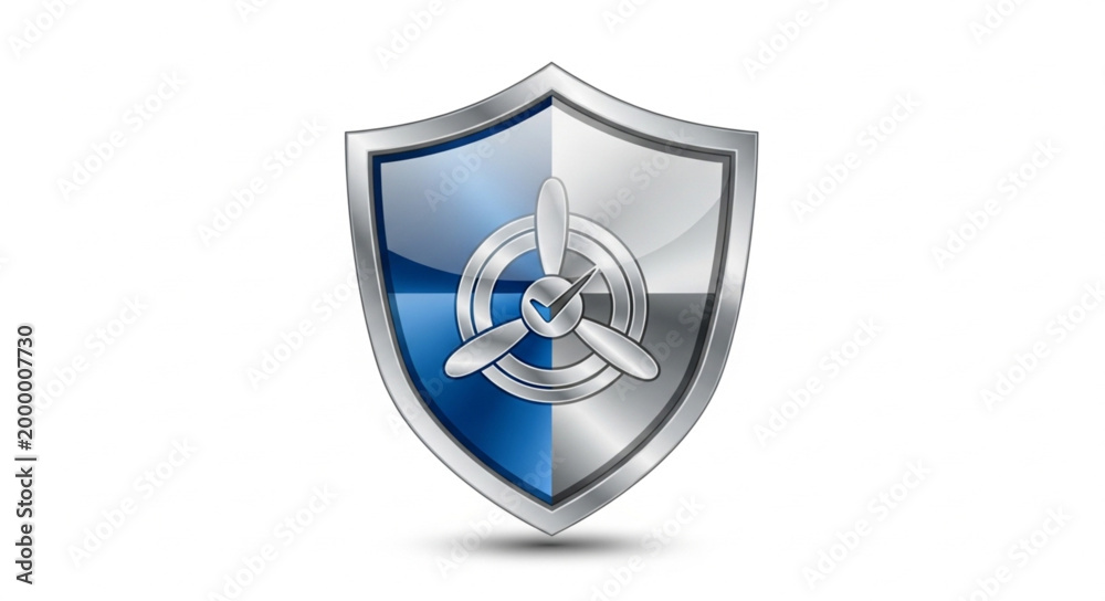 Εκτύπωση καμβά Metallic shield with a propeller emblem, symbolizing protection and security