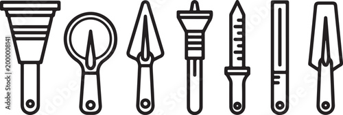 Black line icons set of office furniture and equipment vector illustration Vector