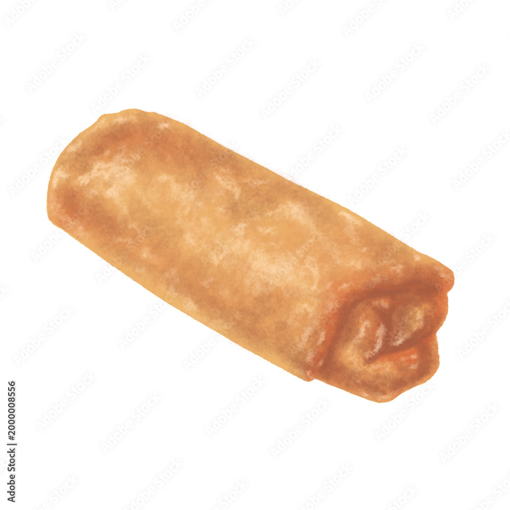 Φωτογραφία Fried spring roll traditional food digital drawing