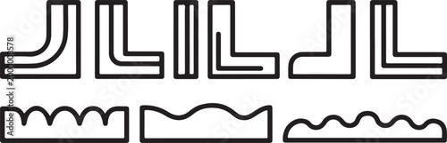 Black vector icons set of zigzag and stair patterns Vector