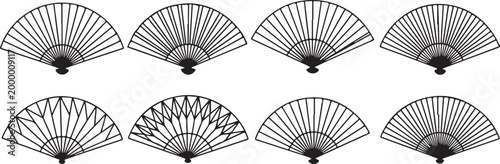 Vector illustration of black spoked umbrellas top view isolated Vector