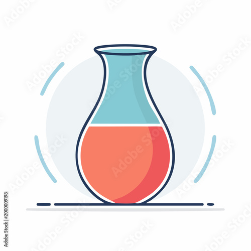 Flat design illustration of a laboratory flask with red liquid
