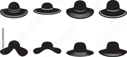 Black beret and fedora hats set on white surface vector illustration Vector